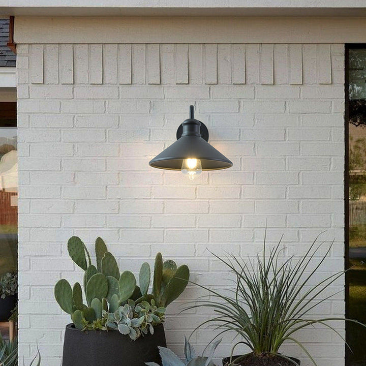 Modern Minimalist Cone Iron 1-Light Wall Sconce Lamp For Outdoor Patio | Bowlift