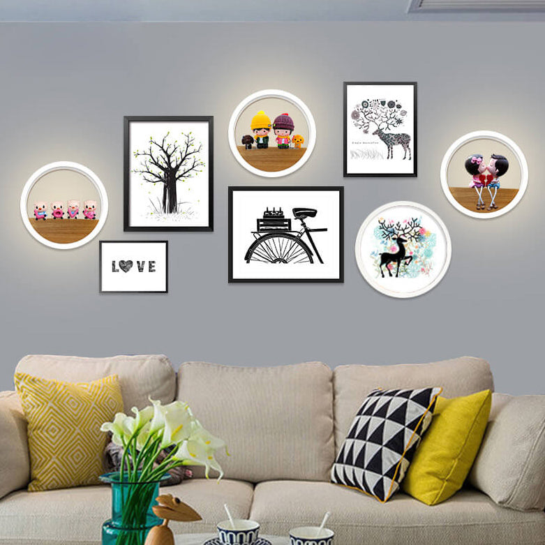 BowLift | Lumoshelf LED Wall Light | Solid Wood with Shelf | Round Wall Lamp | Warm & White Light
