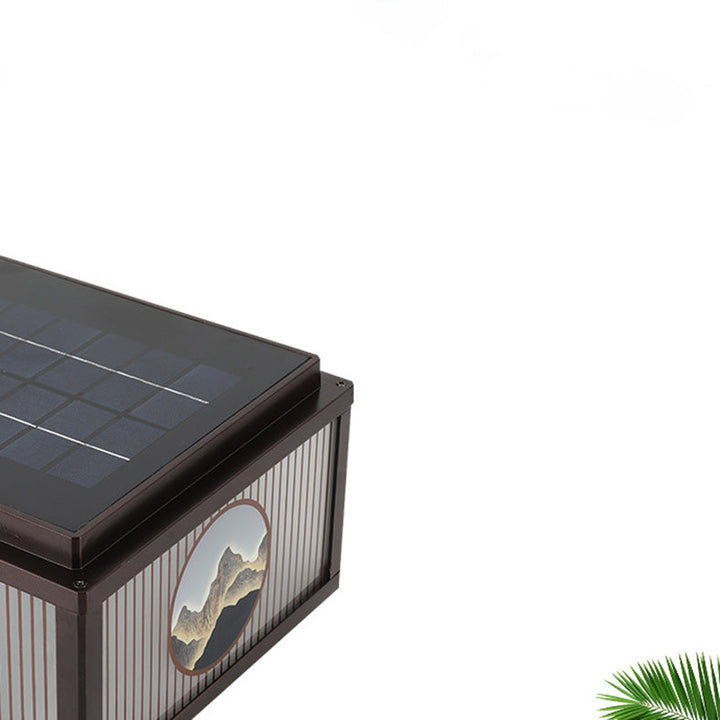 Modern Minimalist Solar Waterproof Square Aluminum Glass LED Post Head Light For Garden | Bowlift