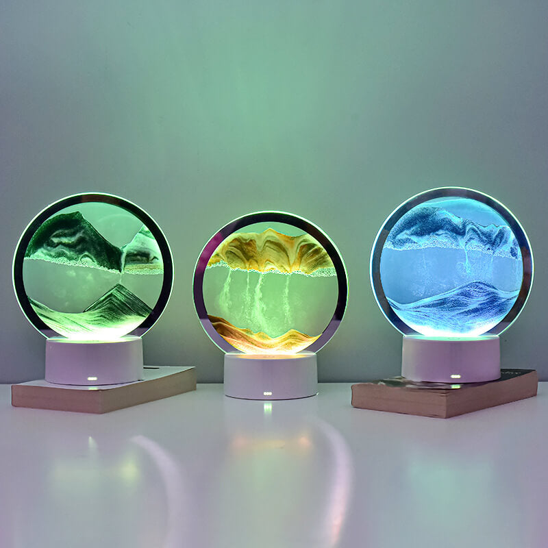 BowLift | Creative Round Hourglass Quicksand 3D LED Night Light Table Lamp