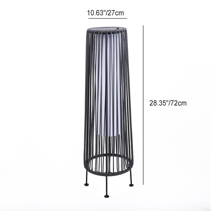 Modern Shabby Chic Solar Round Trapezoidal Iron Rattan Wicker LED Outdoor Light For Outdoor Patio | Bowlift