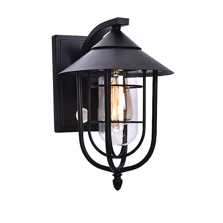 Contemporary Industrial Iron Waterproof Human Body Sensing 1-Light Outdoor Wall Sconce Lamp For Outdoor Patio | Bowlift