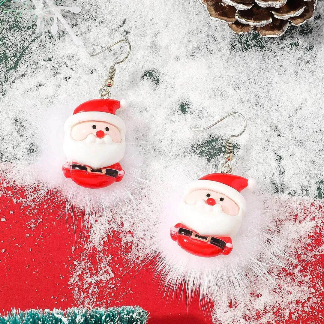 BowLift | Winter Snowflake Hair Ball Earrings Ins Cute Christmas Elk Santa Claus Stock Element Earrings Women Jewelry