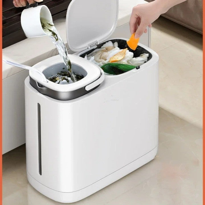 BowLift | Dual Compartment Dry Wet Section Efficient Modern Home Trash Can
