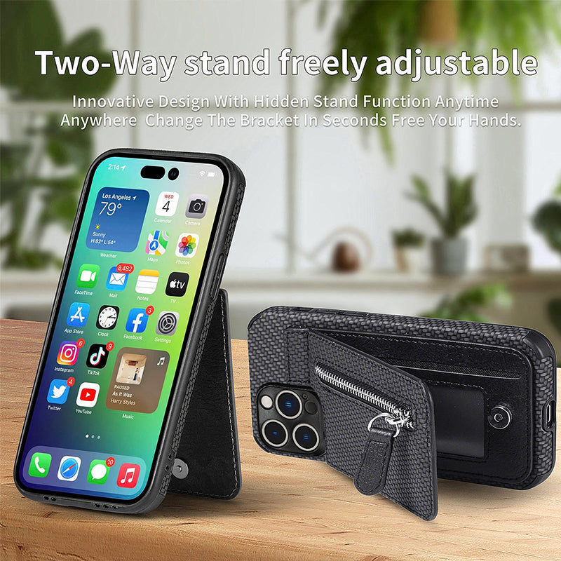 BowLift | Magnetic Zipper Wallet Cover With Credit Card Holder for iPhone
