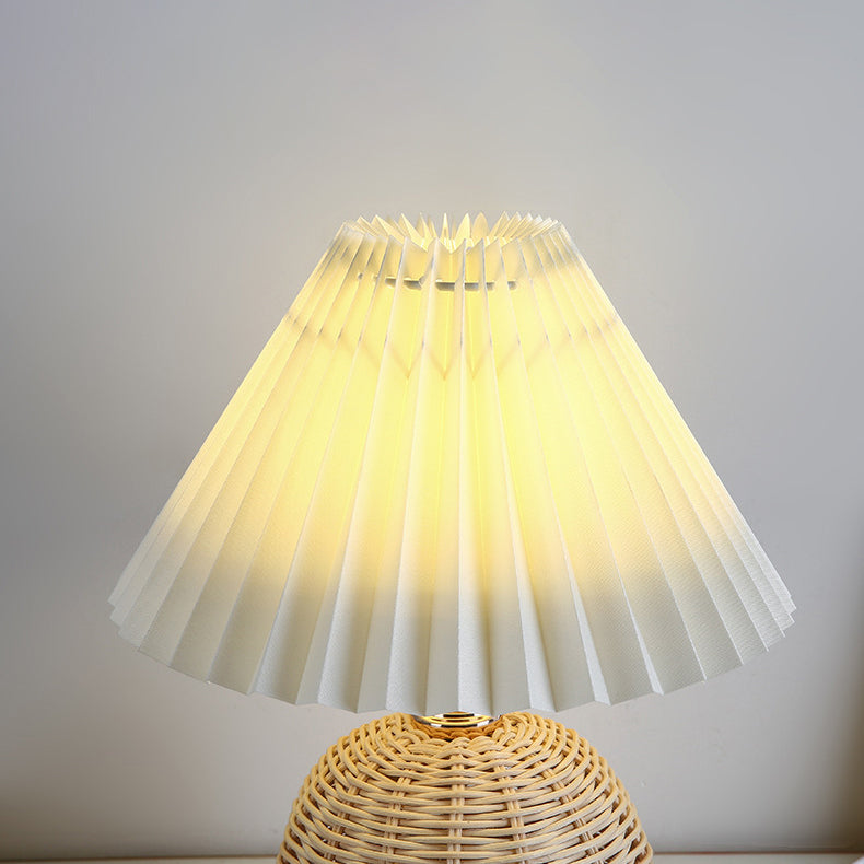 BowLift | RattaLume Nordic LED Table Lamp | Woven Rattan & Foldable Fabric Shade | Mood Light | Decor for the Bedroom