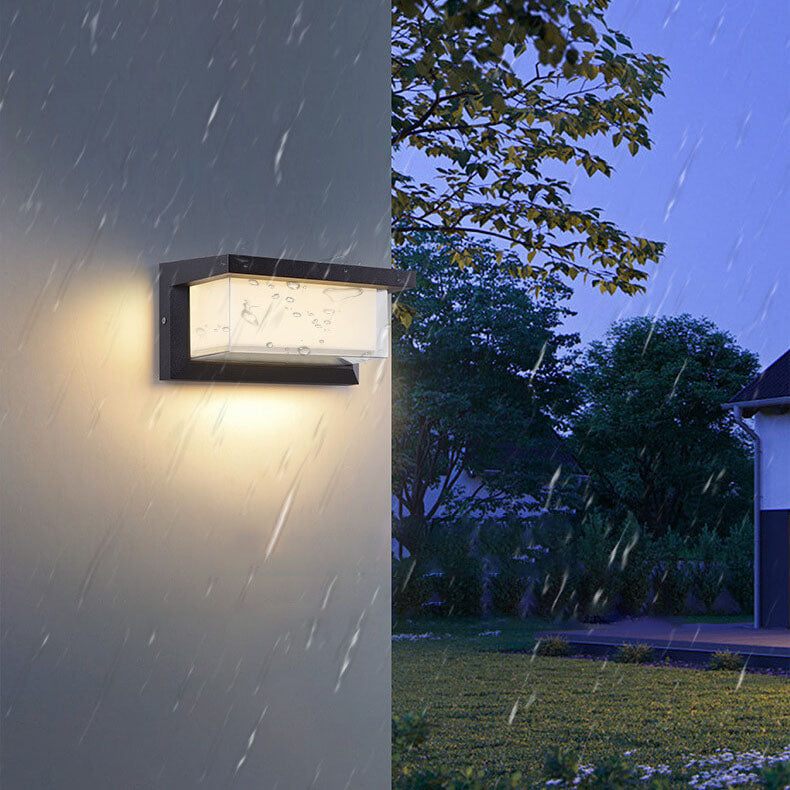 Modern Minimalist Solar Rectangle PC LED Outdoor Wall Sconce Lamp For Outdoor Patio | Bowlift