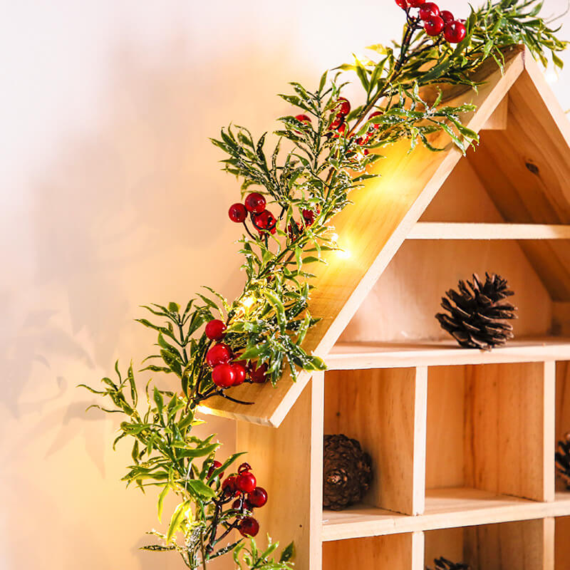 BowLift | Christmas Red Fruit Pine Needle LED Copper Wire Decorative Battery String Lights