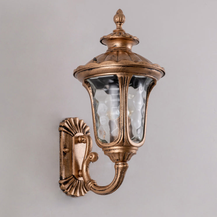 Traditional European Waterproof Castle Shaped Aluminum Glass 1-Light Outdoor Wall Sconce Lamp For Garden | Bowlift