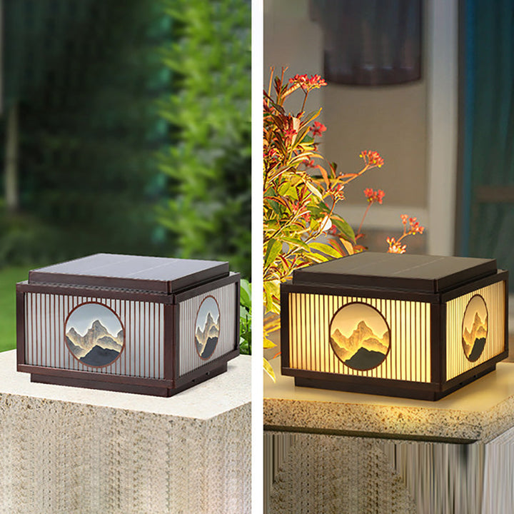Modern Minimalist Solar Waterproof Square Aluminum Glass LED Post Head Light For Garden | Bowlift