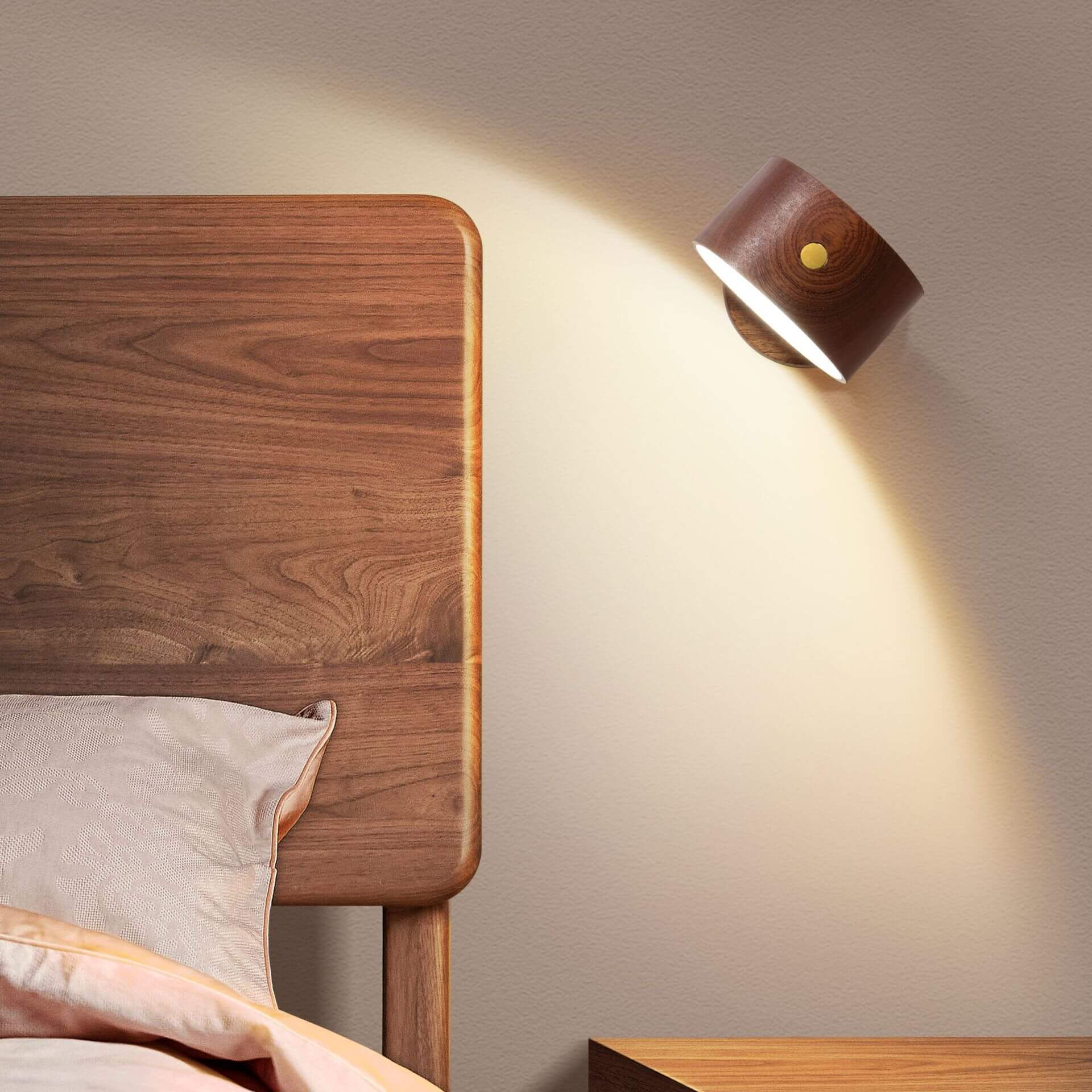BowLift | Simple wood USB rechargeable touch magnet LED night light wall sconce lamp