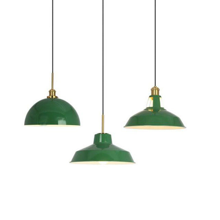 BowLift | RetroDome Industrial Vintage Pendant Light | Green Iron Dome Design | Single Light | Rustic Ceiling Lighting