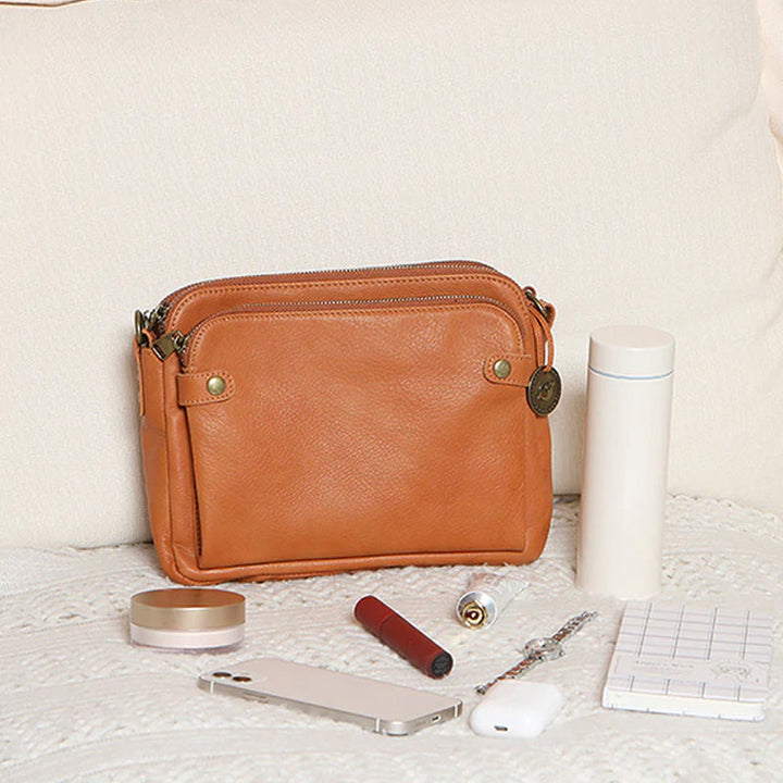 Women's shoulder bag made of three-layer leather | Bowlift