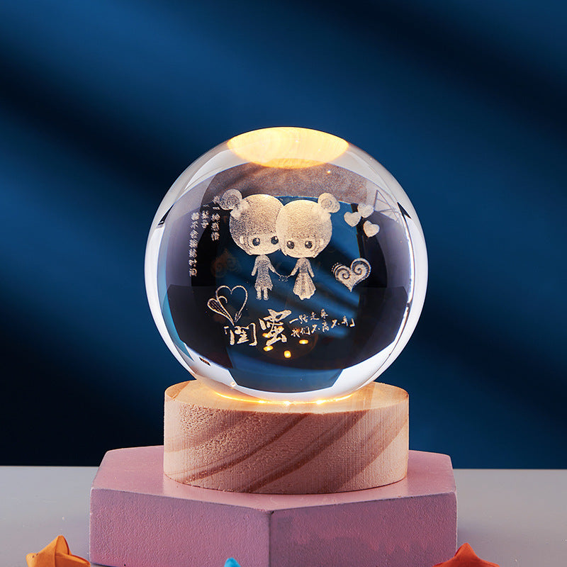 CrystalLight - 3D Crystal Night Lamp with LED Lighting | Ambient Lighting for Bedroom or Living Room | Bowlift