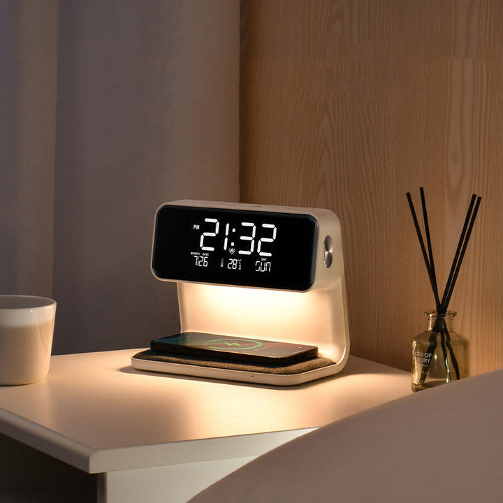 BowLift | 3 In 1 Bedside Lamp with Wireless Charger LCD Alarm Clock and Dimmable LED