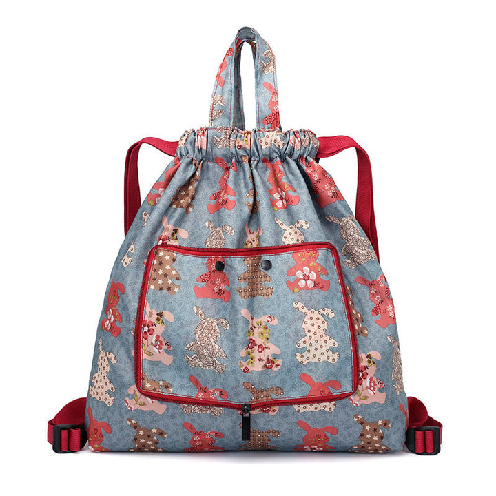 Foldable Printed Nylon Backpack with Drawstring | Bowlift