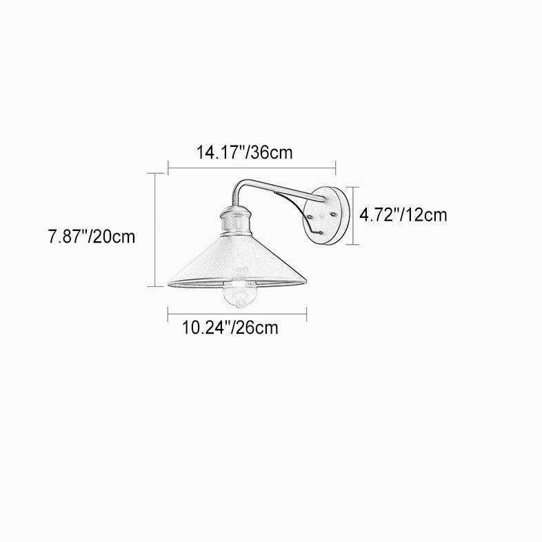 Modern Minimalist Cone Iron 1-Light Wall Sconce Lamp For Outdoor Patio | Bowlift