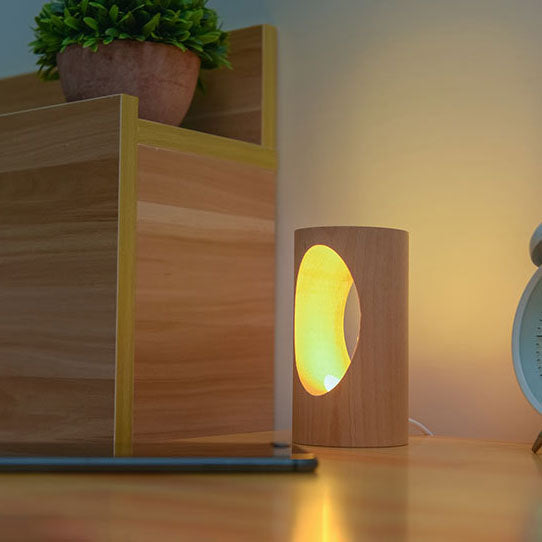 BowLift | Japanese solid wood rectangular column LED night lamp USB table lamp