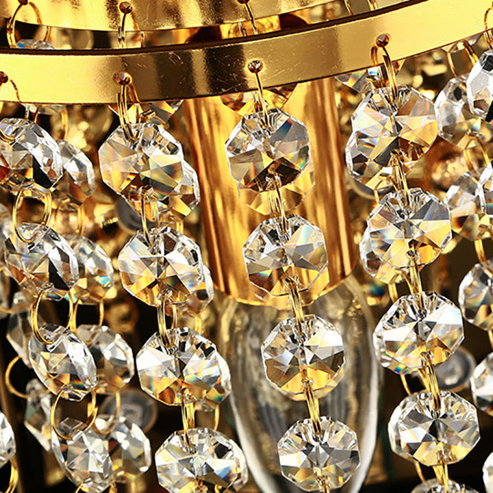BowLift | Modern Luxury Semi-Round Octagonal Pearl Stainless Steel Crystal 1-Light Wall Sconce Lamp for Living Room