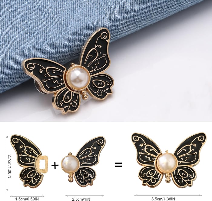 BowLift | Detachable Clothing Clips | Adjustable Metal Waist Pins | No-Sew Jean & Skirt Fasteners