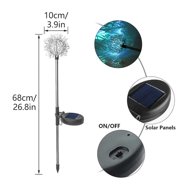 Solar LED Garden Light (2 pieces) Dandelion Design with Spike | Bowlift