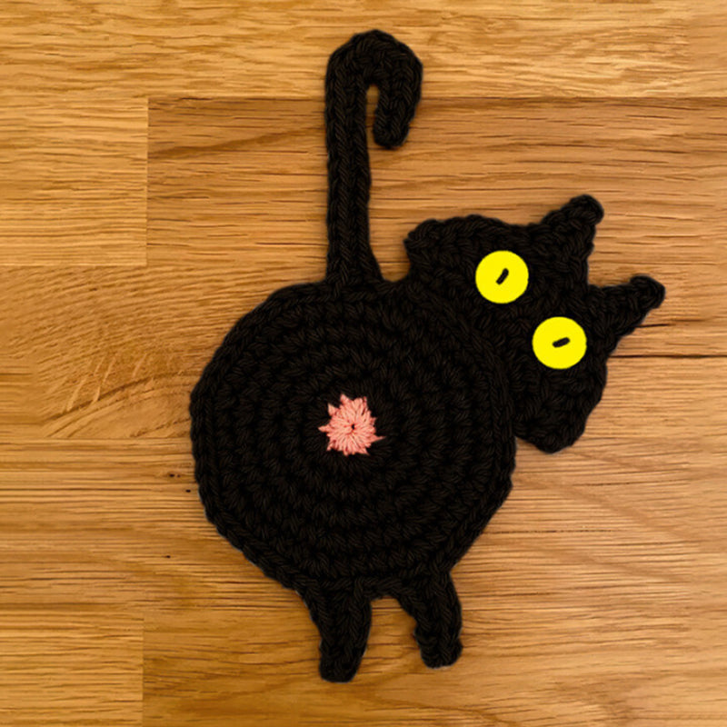 Funny Cat Butt Coasters Cat Butt Cup Mat Knitted Gift for Cat Fans | Bowlift
