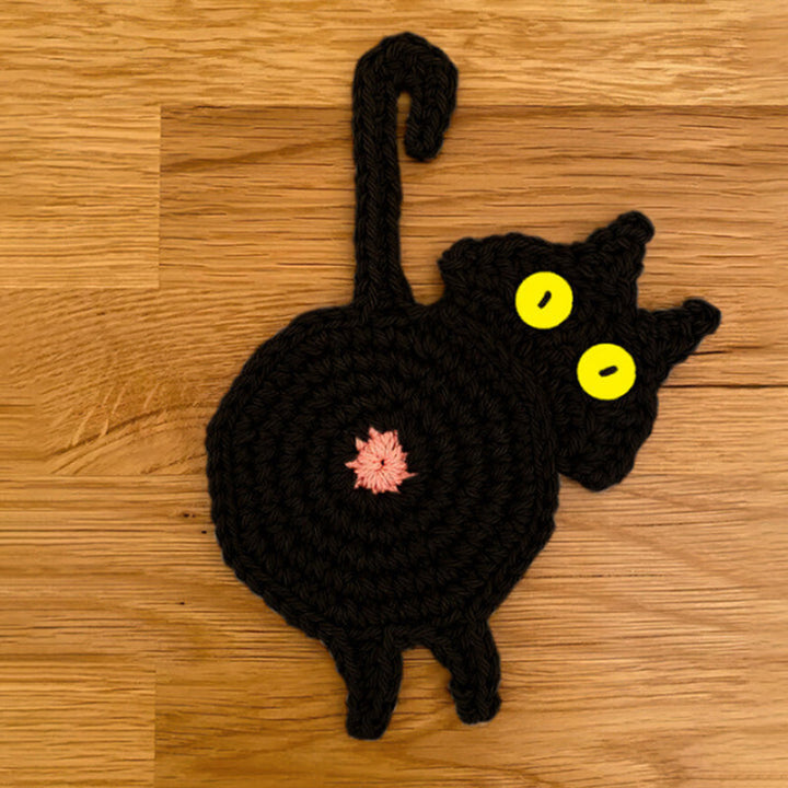 Funny Cat Butt Coasters Cat Butt Cup Mat Knitted Gift for Cat Fans | Bowlift