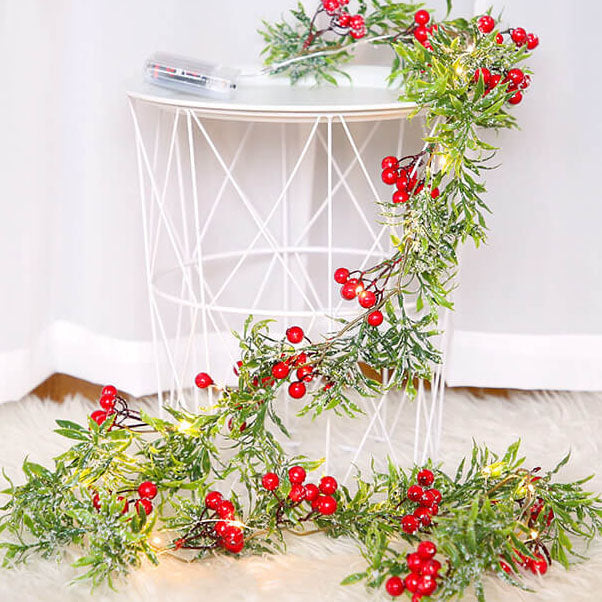 BowLift | Christmas Red Fruit Pine Needle LED Copper Wire Decorative Battery String Lights