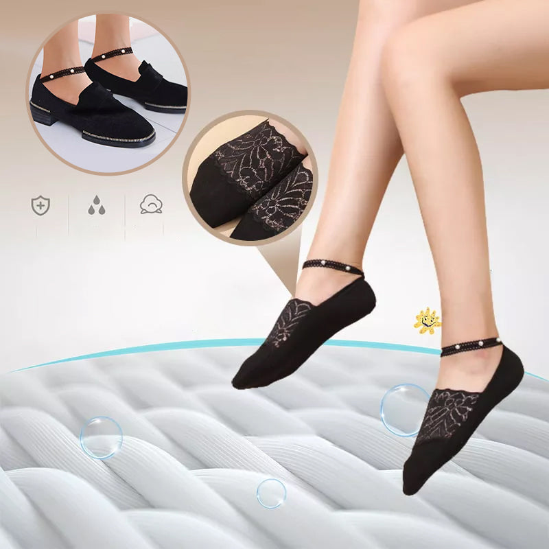 BowLift | Elegant Pearl Lace Socks