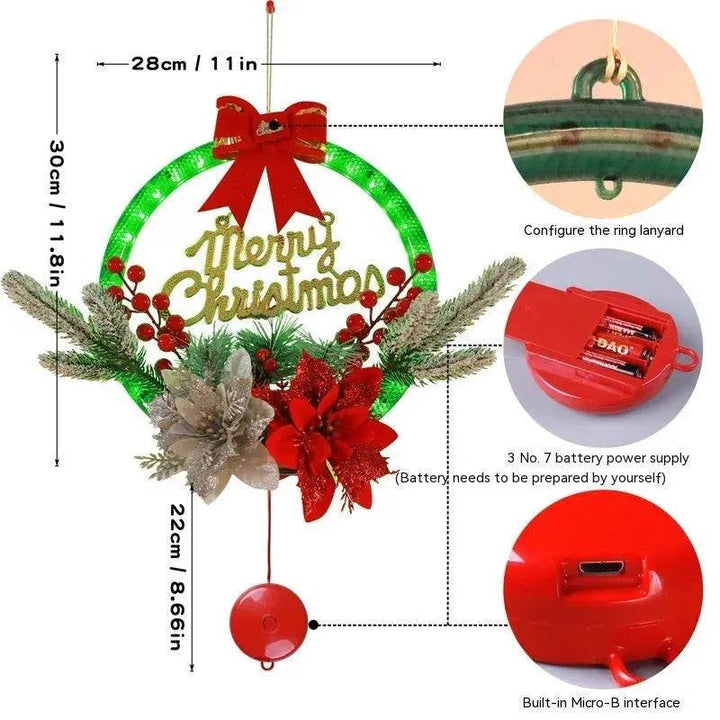 BowLift | Christmas Luminous LED Light Garland Door Hanging wreaths Decorations