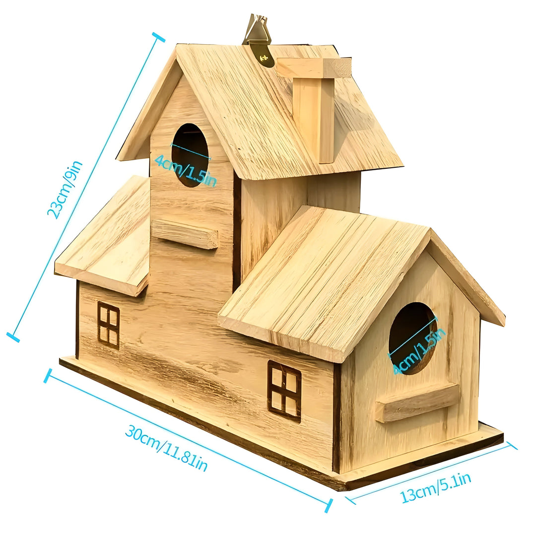 WoodlandBird House- Wooden Hanging Birdhouse with 3-Hole | Bowlift