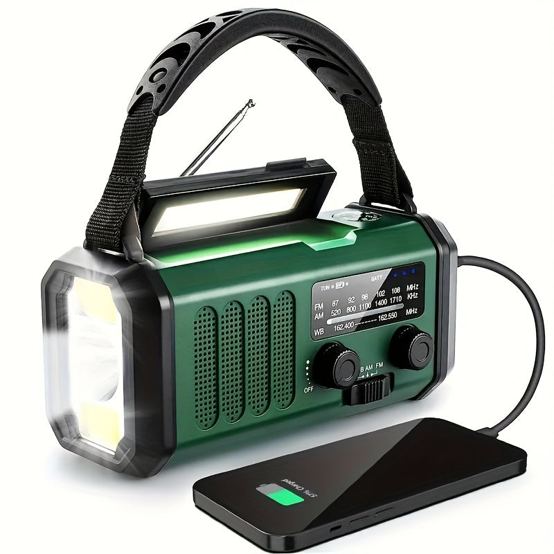 BowLift | Solar emergency radio with power bank – crank radio with LED flashlight for camping & outdoor