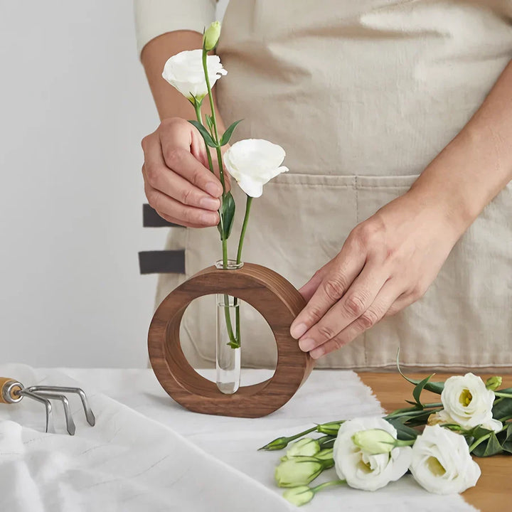 BowLift | Solid Wood Mini Glass Vase for Living Room Decoration