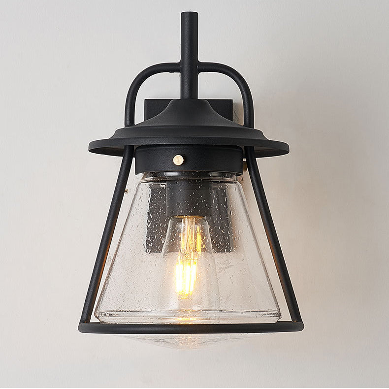 Waterproof Glass Cone Shade 1-Light Outdoor Wall Sconce Lamp | Bowlift