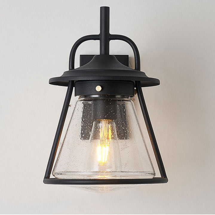Waterproof Glass Cone Shade 1-Light Outdoor Wall Sconce Lamp | Bowlift