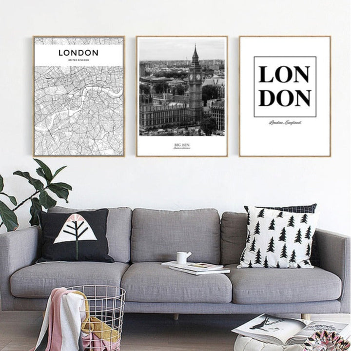 London Map Landscape - Canvas Wall Art Painting | Bowlift
