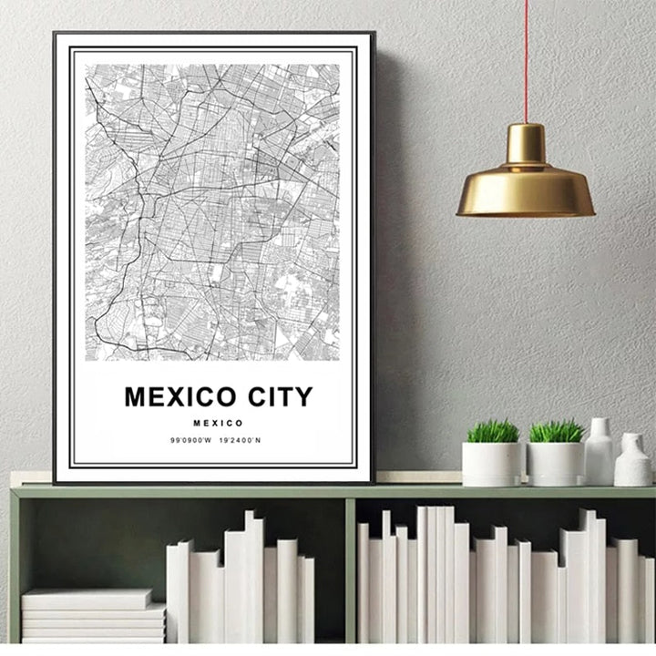 Mexico City Map Mexico Prints Art - Canvas Wall Art Painting | Bowlift