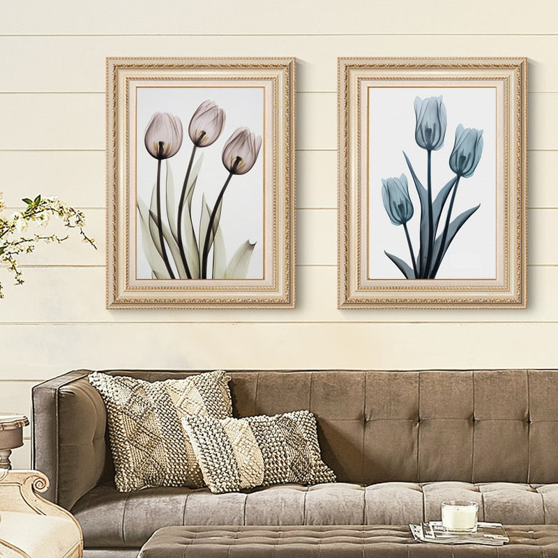 Modern Europe Tulip Transparent - Canvas Wall Art Painting | Bowlift