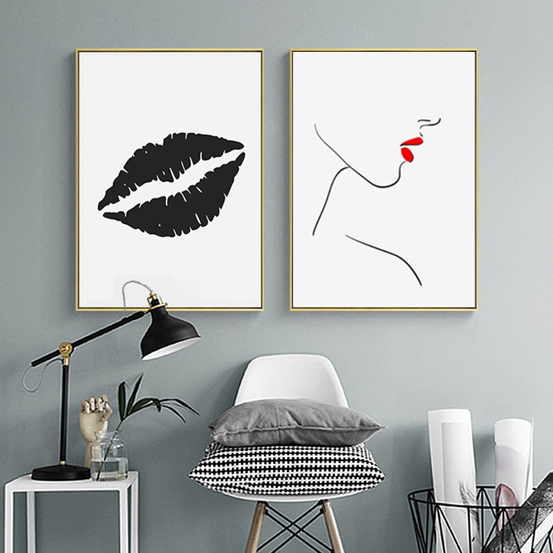 Makeup Lips  - Canvas Wall Art Painting | Bowlift