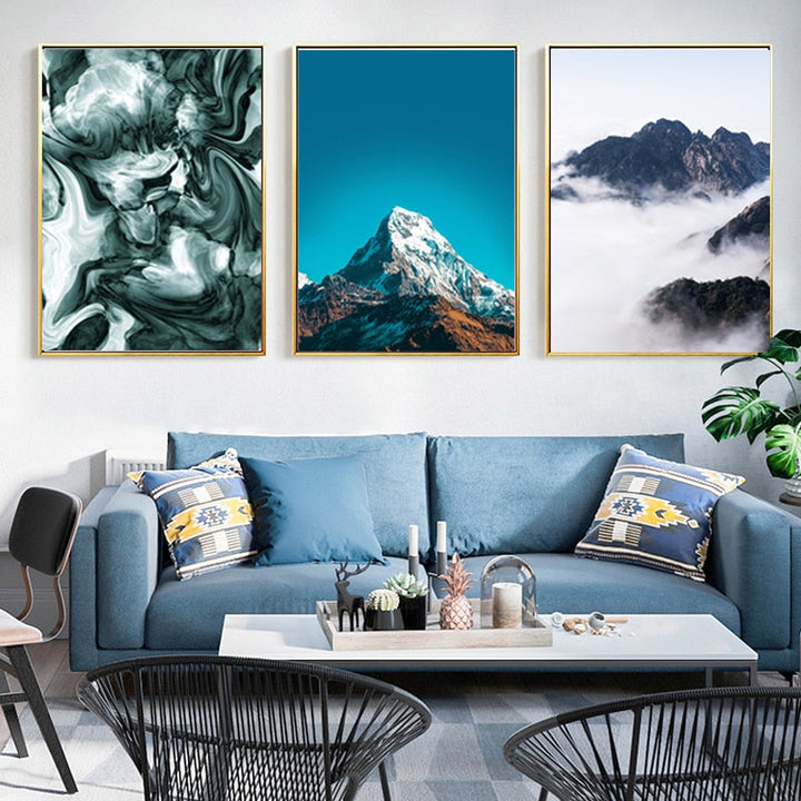 Modern Nordic Mountain Scenery - Canvas Wall Art Painting | Bowlift