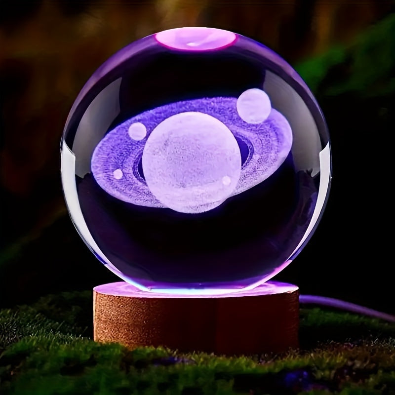 LumiSphere - Luxury 3D Crystal Table Lamp with Wooden Base Bowlift