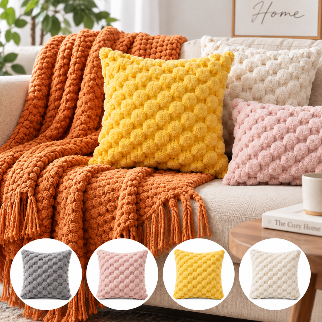 Plush Honeycomb Textured Throw Pillow Cover Set Bowlift