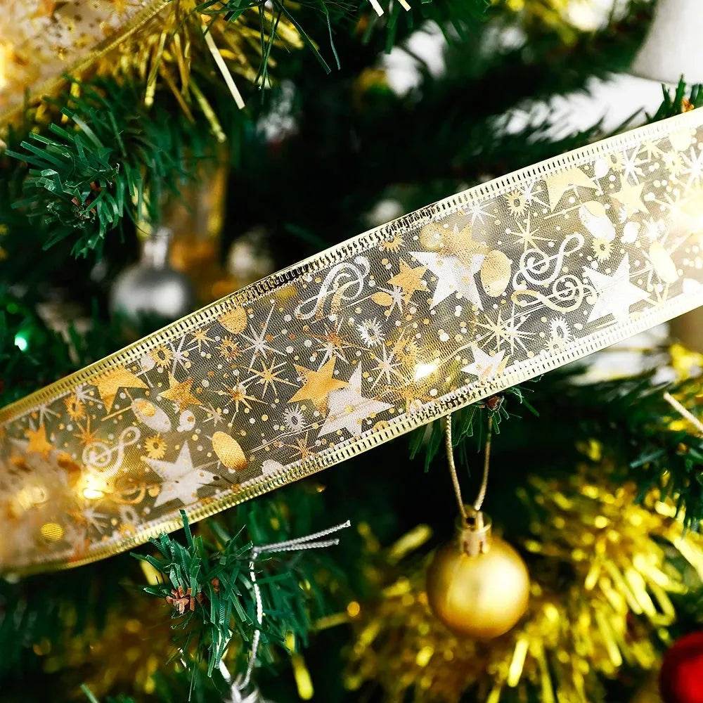 BowLift | LED Lights Hot Stamping Double-layer Ribbon Christmas Decorations