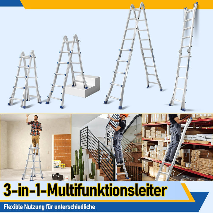 Telescopic ladder Multifunctional ladder 3 in 1 Aluminum ladder | Bowlift