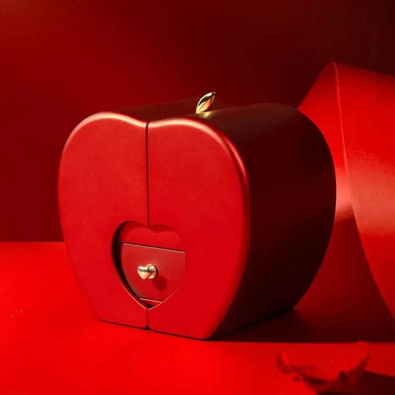 BowLift | Fashion Jewelry Box Red Apple Christmas Gift Necklace Eternal Rose For Girl Mother's Day Valentine's Day Gifts With Artificial Flower Rose Flower Jewelry Box