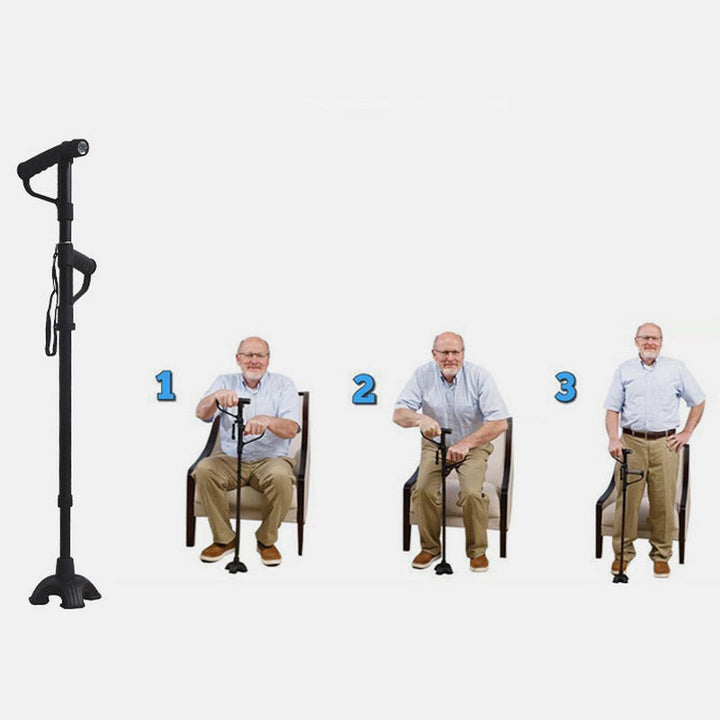 BowLift | Non-slip Folding Walking Stick With LED Light
