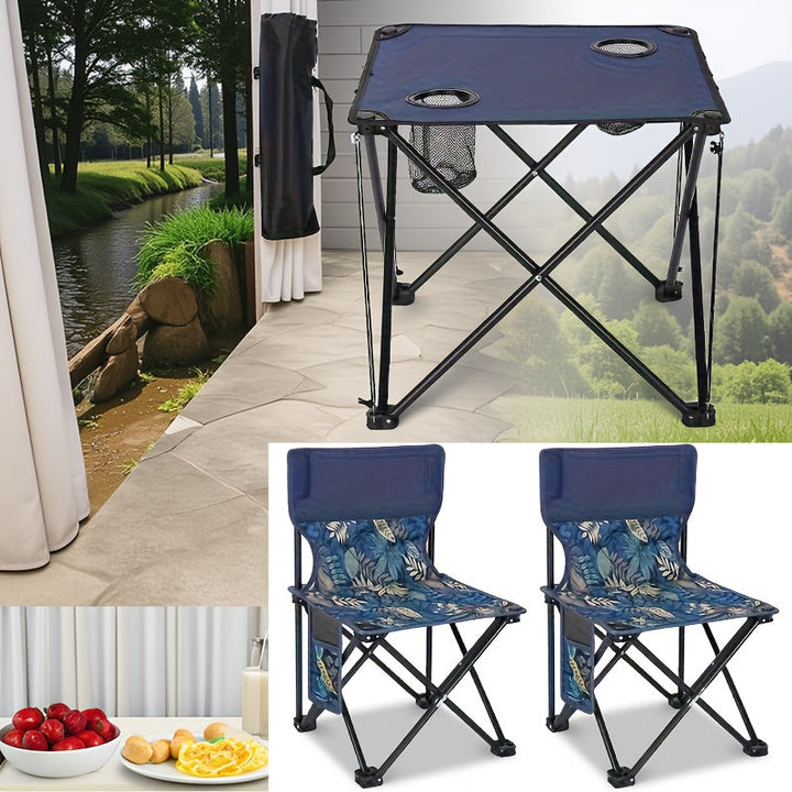 BowLift | Foldable Garden Seating Group Campafleur | 2 Chairs & 1 Table | Floral Pattern | Portable & Weatherproof