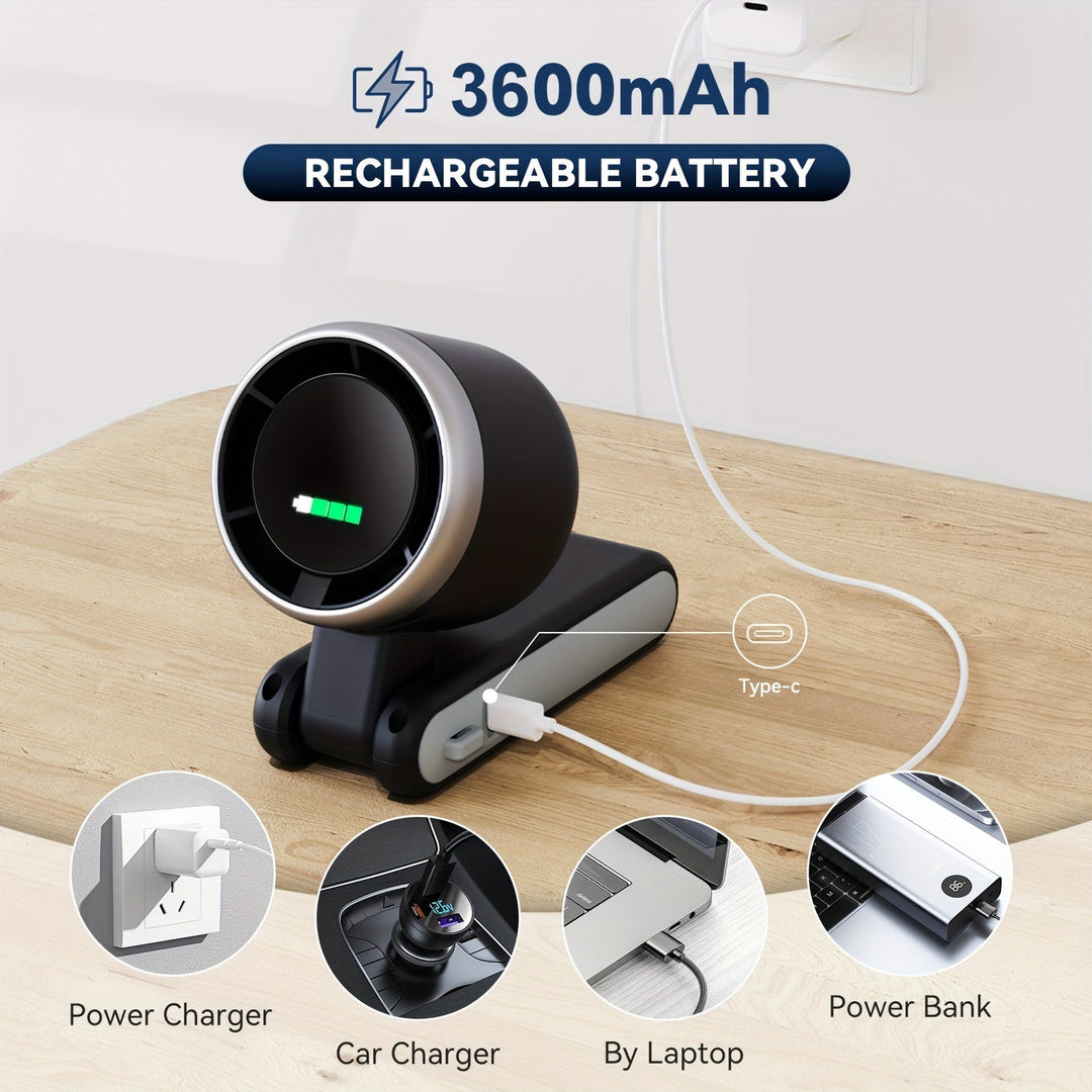 12 Hour Turbo Handheld Fan with LED Light - 5 Speed Battery Operated Cooling Fan, 3 in 1 Air Turbo Technology - Compact Design for Outdoor, Travel and Daily Use | Bowlift