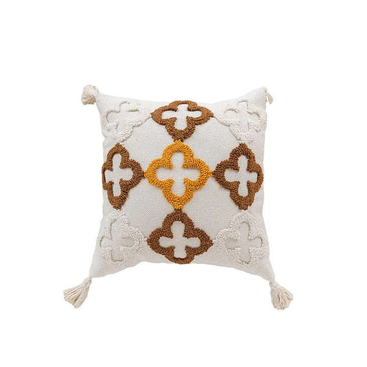 BowLift | Nordic Retro Tufted Cushion Cover – 45x45cm Yellow Brown Decorative Pillow