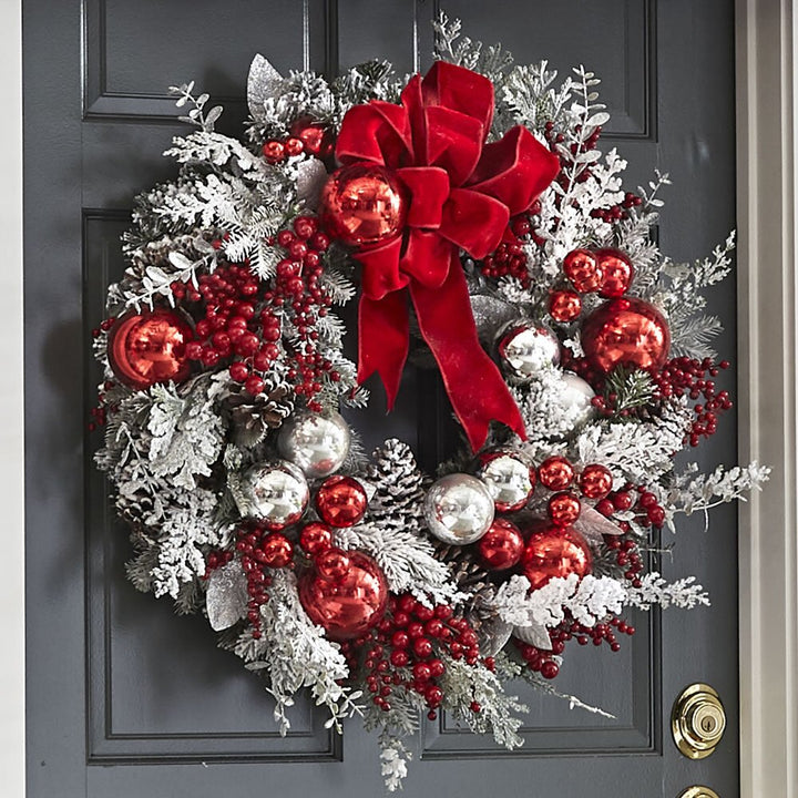 BowLift | Cordless Prelit Holiday Trim | LED Lights, Auto-Timer & Premium Red/White Decor